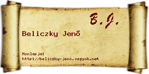 Beliczky Jenő névjegykártya