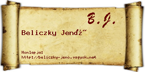Beliczky Jenő névjegykártya